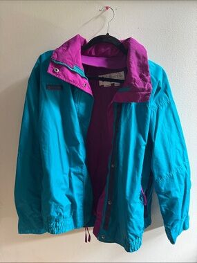 Vintage Columbia Teal and Magenta Shell Jacket